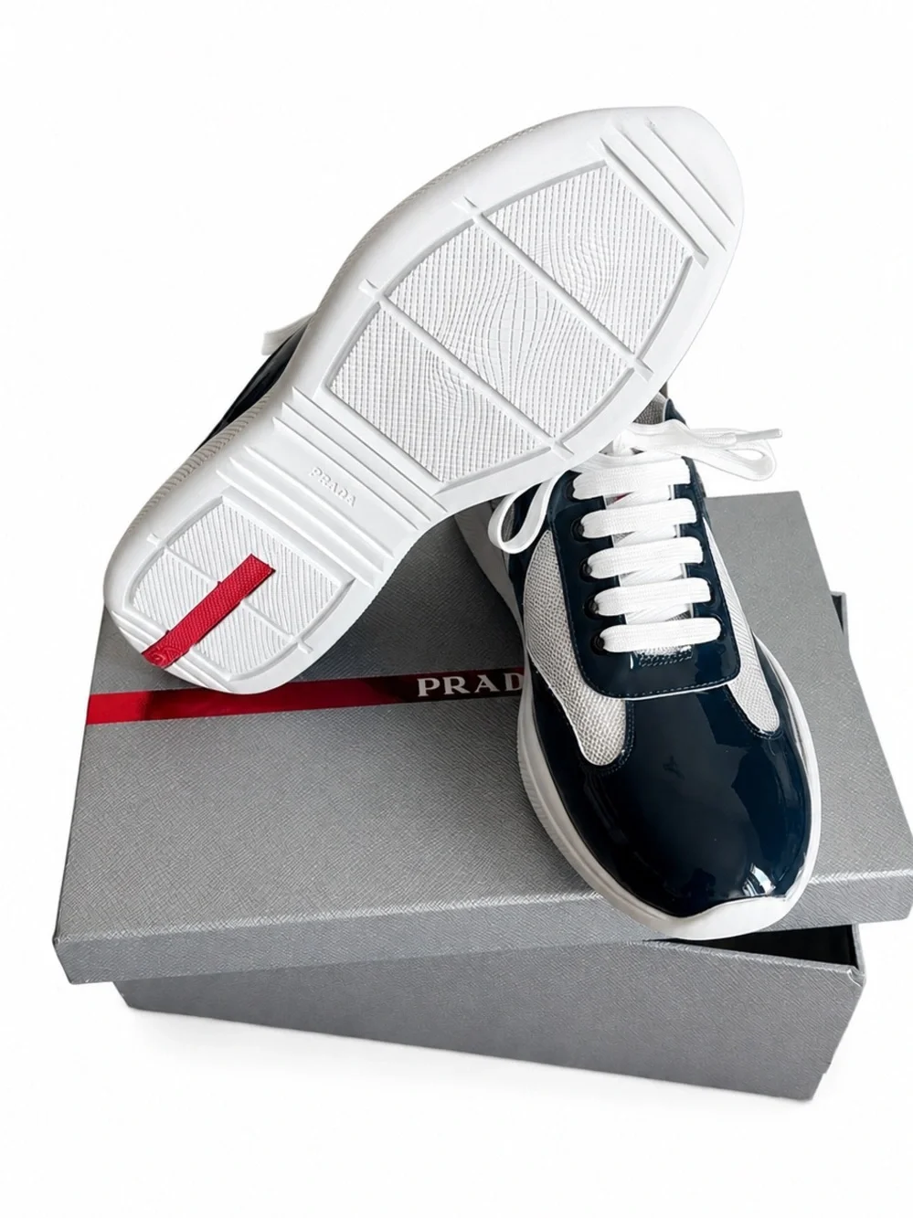 Prada America’s Cup Sneakers Navy and White Low-Top Sneakers